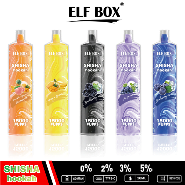 ELF BOX LS15000 Puff Shisha Hookah 0% 2% 5% Nicotine Rechargeable Disposable Vape Wholesale - RiftVape - 4