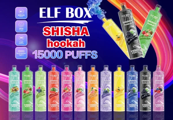 ELF BOX LS15000 Puff Shisha Hookah 0% 2% 5% Nicotine Rechargeable Disposable Vape Wholesale - RiftVape - 1