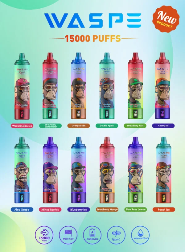 WASPE 15000 PUFFS 0% 2% 3% 5% Nikotin Tek Kullanımlık Vape Toptan Satış - RiftVape - 1