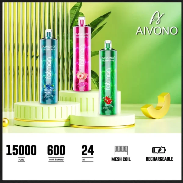 AIVONO FATMAN 15000 Puffs 0% 2% 3% 5% Penna per vaporizzatori usa e getta ricaricabile a basso contenuto di nicotina all'ingrosso Acquista all'ingrosso - RiftVape - 1