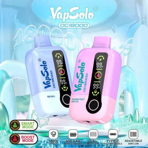 Vapsolo DG 18000 Puffs 2% 5% Перезаряджувана одноразова ручка для вейпів з низьким вмістом нікотину Купуйте оптом - RiftVape - 1