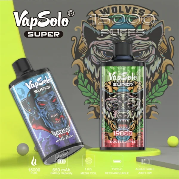 Vapsolo Super 15000 Puffs 2% 5% Low Nikotine Bulk Kupite pero za enkratno uporabo za ponovno polnjenje na debelo - RiftVape - 2