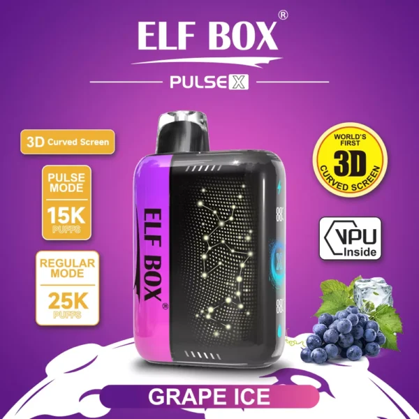 Elf Box Pulse X 25000 Puffs Dual Mesh 0% 2% 3% 5% Low Nicotine 3D Curved LED Screen Rechargeable Disposable Vapes Pen Bulk Buy Wholesale - RiftVape - 9