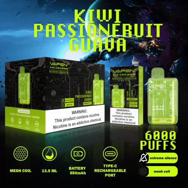 VAPEN Meta 6000 Puffs 2% 5% Genopladelige engangsvapes med lav nikotinindhold Pen Bulk Køb Engros - RiftVape - 2