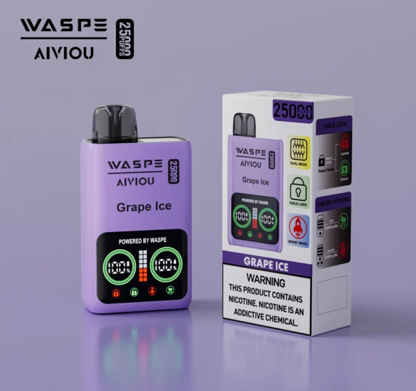 WASPE 25000 PUFFS Dual Mesh Box 0% 2% 5% Low Nicotine LED Display Rechargeable Disposable Vapes Pen Bulk Buy Wholesale - RiftVape - 3