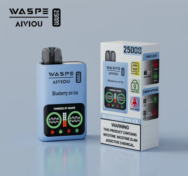 WASPE 25000 PUFFS Dual Mesh Box 0% 2% 5% Low Nicotine LED Display Rechargeable Disposable Vapes Pen Bulk Buy Wholesale - RiftVape - 7