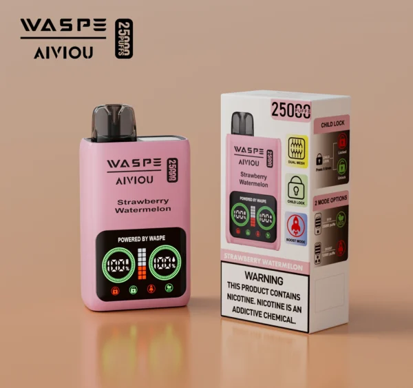 WASPE 25000 PUFFS Dual Mesh Box 0% 2% 5% Low Nicotine LED Display Rechargeable Disposable Vapes Pen Bulk Buy Wholesale - RiftVape - 2