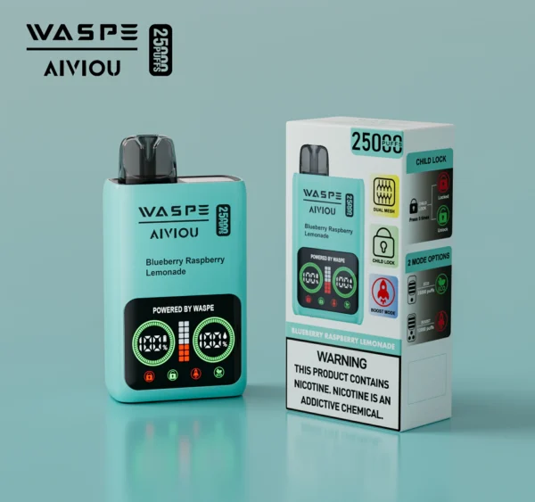 WASPE 25000 PUFFS Dual Mesh Box 0% 2% 5% Low Nicotine LED Display Rechargeable Disposable Vapes Pen Bulk Buy Wholesale - RiftVape - 11