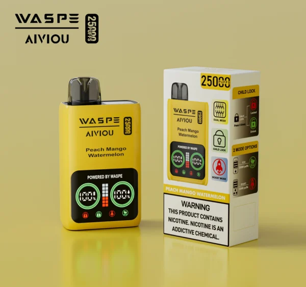 WASPE 25000 PUFFS Dual Mesh Box 0% 2% 5% Low Nicotine LED Display Rechargeable Disposable Vapes Pen Bulk Buy Wholesale - RiftVape - 9