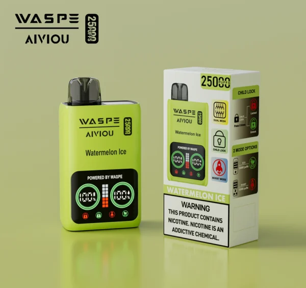 WASPE 25000 PUFFS Dual Mesh Box 0% 2% 5% Low Nicotine LED Display Rechargeable Disposable Vapes Pen Bulk Buy Wholesale - RiftVape - 6