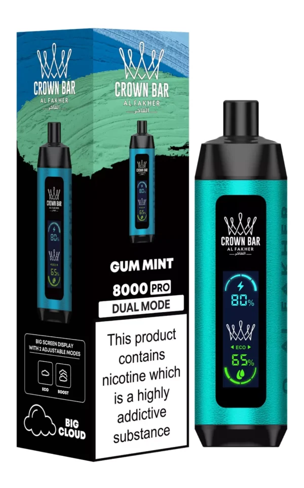 Al Fakher Crown Bar Big Cloud 8000 Pro Dual Mode Full Screen Low Nicotine Rechargeable Disposable Vapes Pen Bulk Buy Wholesale - European Warehouse Stock - RiftVape - 9