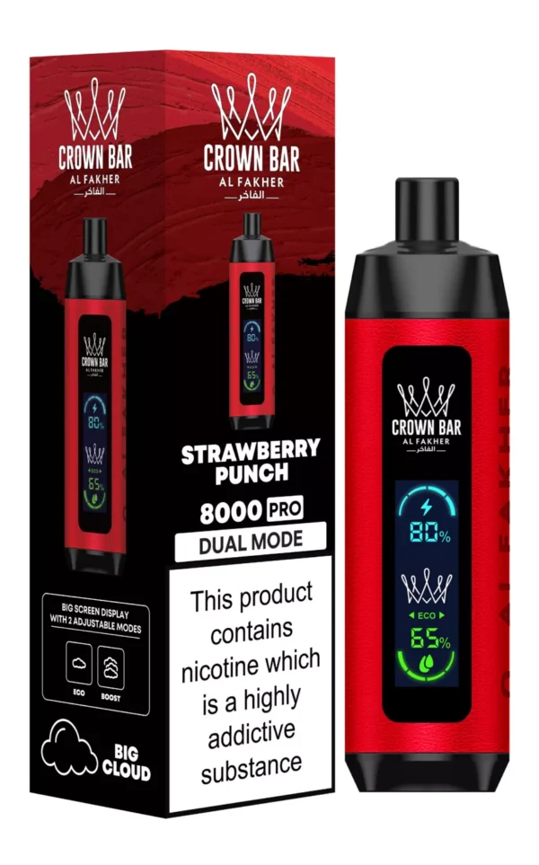 Al Fakher Crown Bar Big Cloud 8000 Pro Dual Mode Full Screen Low Nicotine Rechargeable Disposable Vapes Pen Bulk Buy Wholesale - European Warehouse Stock - RiftVape - 17