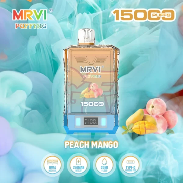 MRVI Puffing 15000 Puffs Pantalla digital de malla dual 2% 5% Vapes desechables recargables con bajo contenido de nicotina Pluma Compra a granel al por mayor - RiftVape - 7
