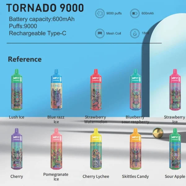 MRVI Tornado 9000 Puffs 2% 3% 5% Vapes desechables recargables con bajo contenido de nicotina Compra a granel al por mayor - RiftVape - 1