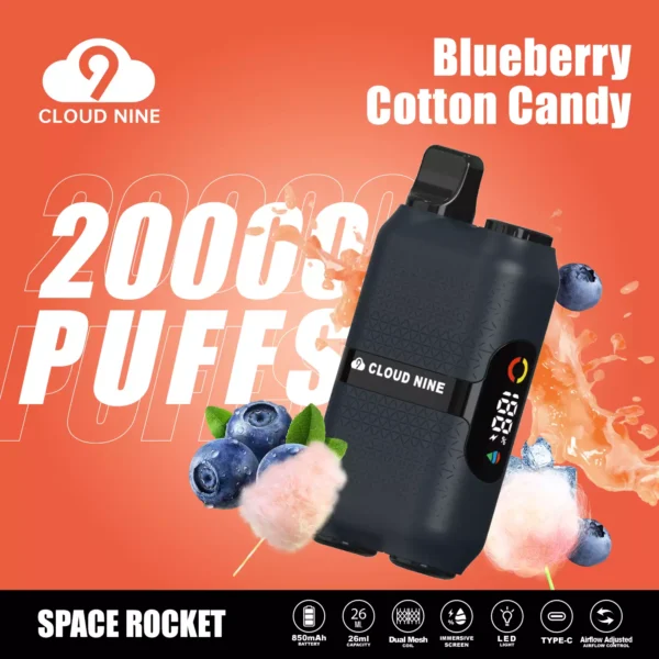 CLOUD NINE D33 20000 Puffs Dual Mesh ieskaujošs ekrāns 5% ar zemu nikotīna saturu, atkārtoti uzlādējama vienreizēja Vapes pildspalva lielapjoma pirkšana vairumtirdzniecība — RiftVape — 7