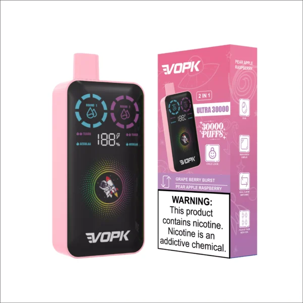 VOPK ULTRA 30000 Puffs Double Flavour Dual Mesh Digital Screen 2% Low Nicotine Rechargeable Disposable Vapes Pen Bulk Buy Wholesale - RiftVape - 2