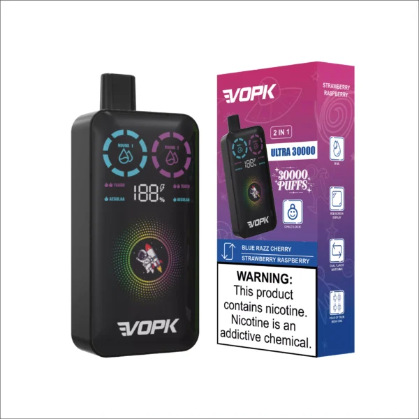 VOPK ULTRA 30000 Puffs Double Flavour Dual Mesh Digital Screen 2% Low Nicotine Rechargeable Disposable Vapes Pen Bulk Buy Wholesale - RiftVape - 3