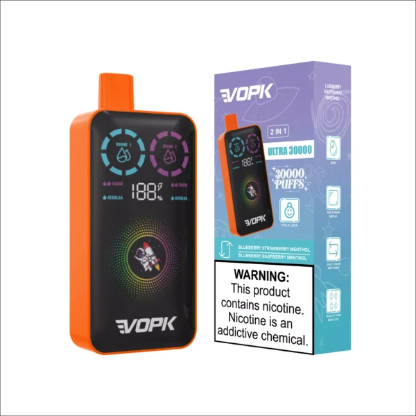 VOPK ULTRA 30000 Puffs Double Flavour Dual Mesh Digital Screen 2% Low Nicotine Rechargeable Disposable Vapes Pen Bulk Buy Wholesale - RiftVape - 4