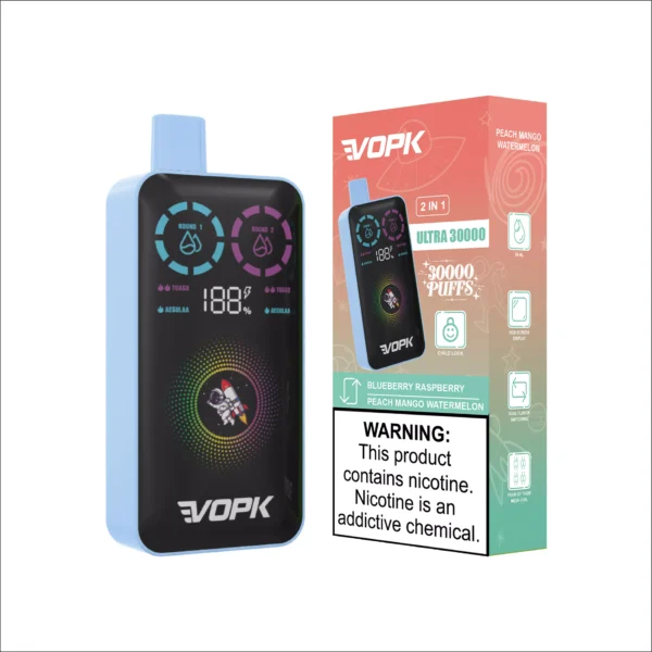 VOPK ULTRA 30000 Puffs Double Flavour Dual Mesh Digital Screen 2% Low Nicotine Rechargeable Disposable Vapes Pen Bulk Buy Wholesale - RiftVape - 6